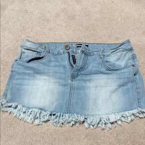 Dollhouse Denim Mini Skirt with Frayed Hem